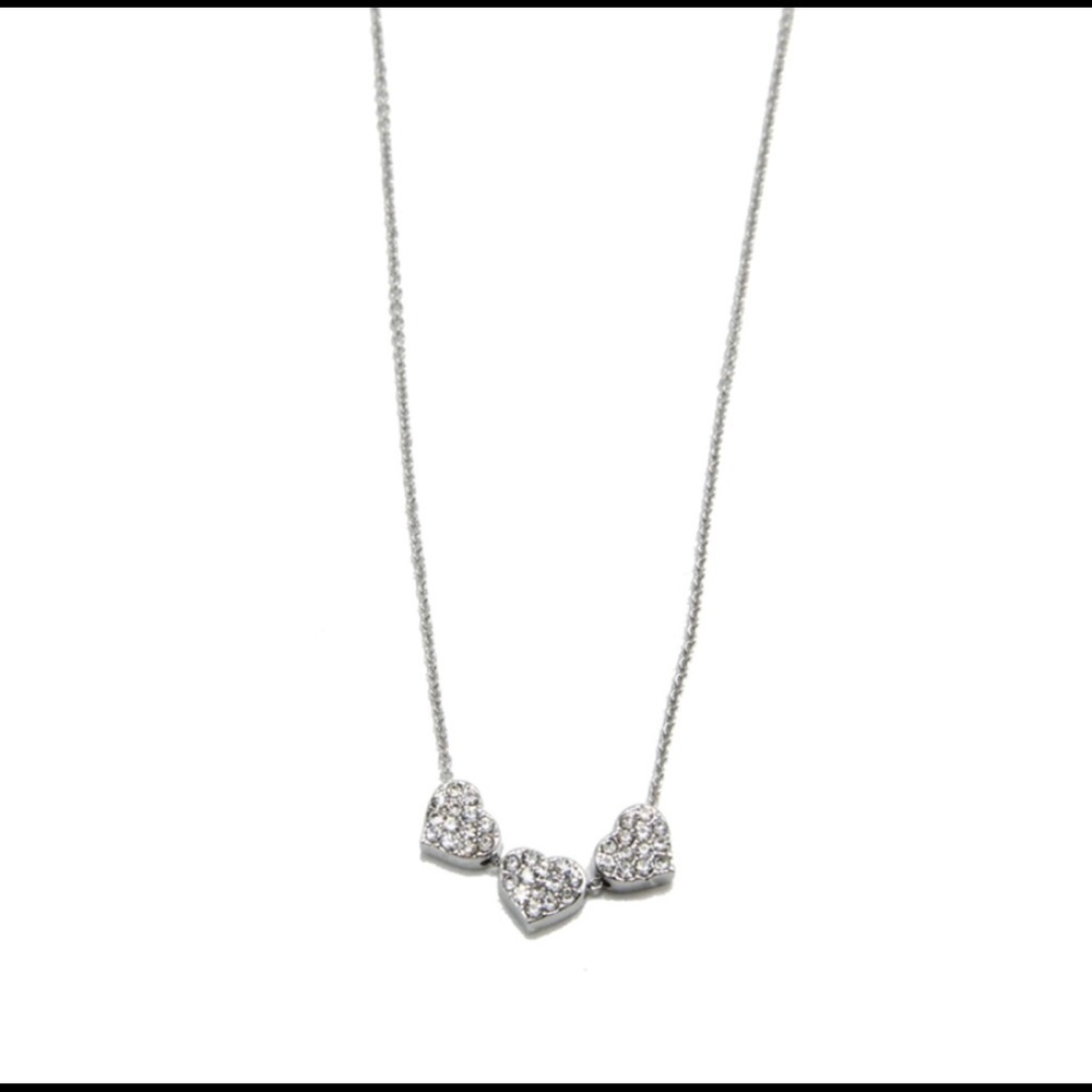 🔥 Crystal 3 Hearts Silver Necklace 🔥